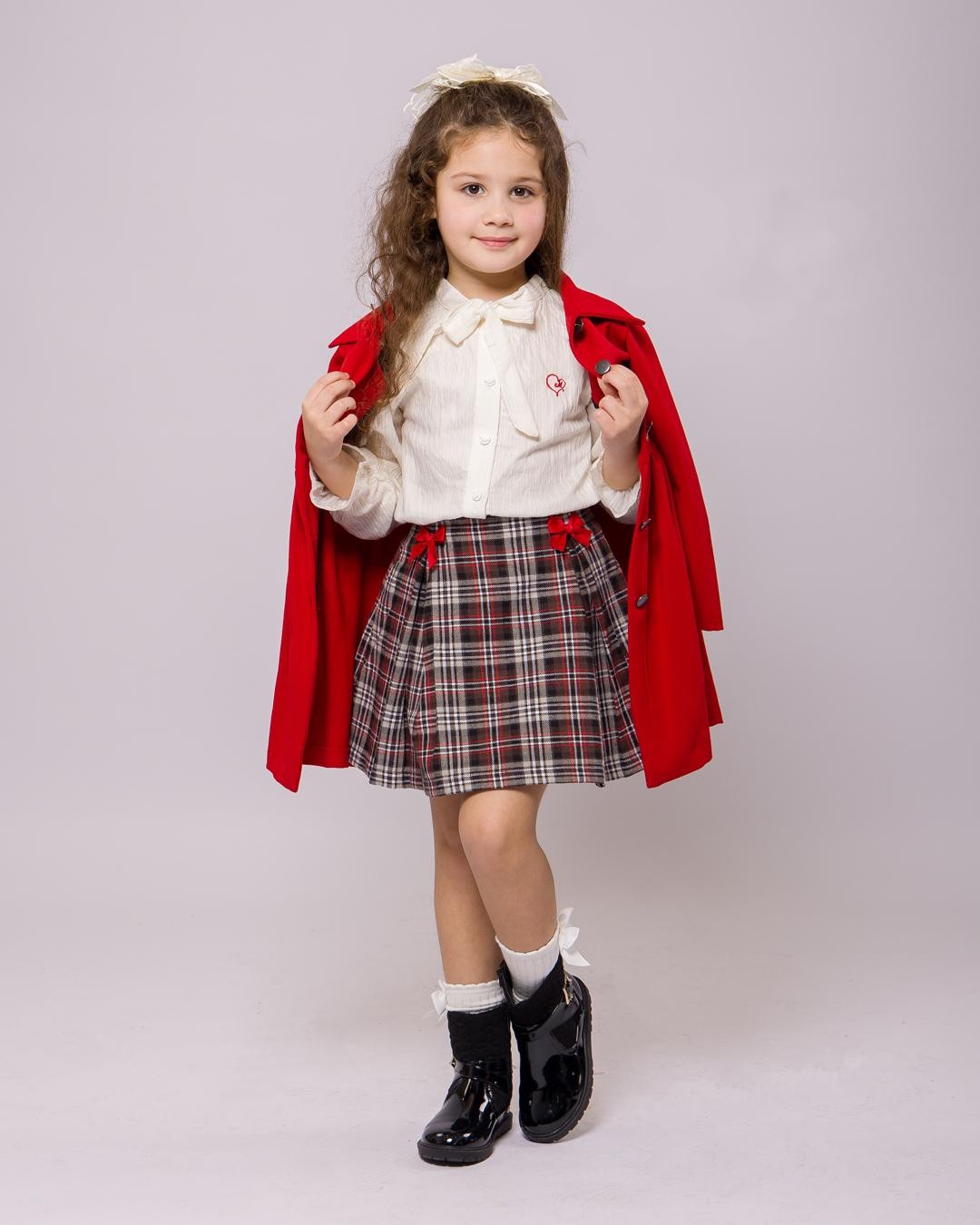 Ensemble manteau rouge pour fille