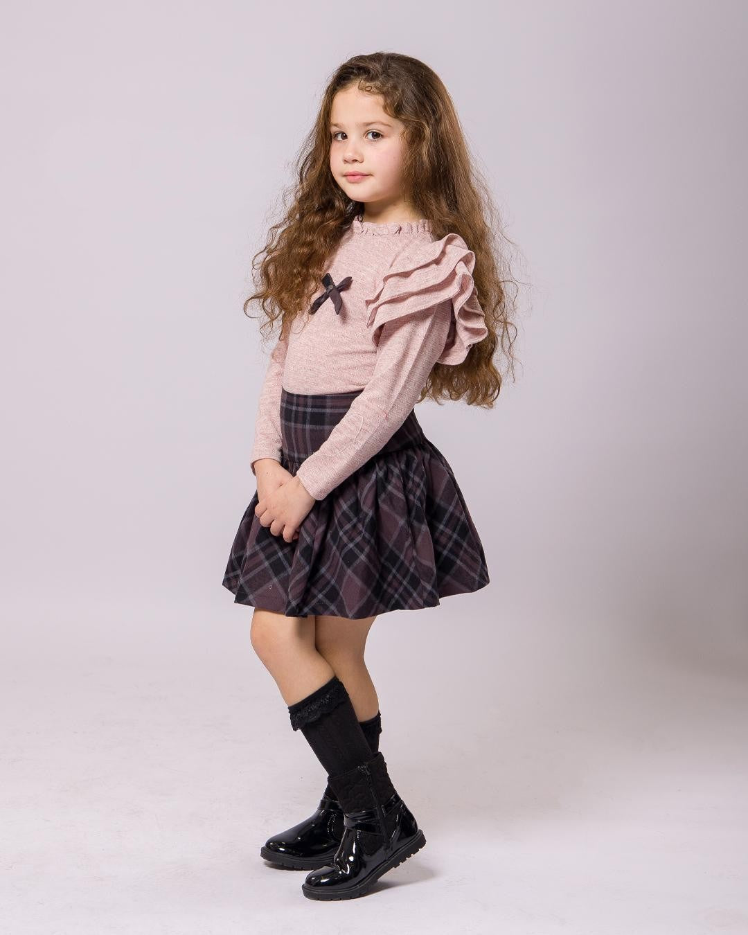 Ensemble Rose bebe jupe et chemise pour fille