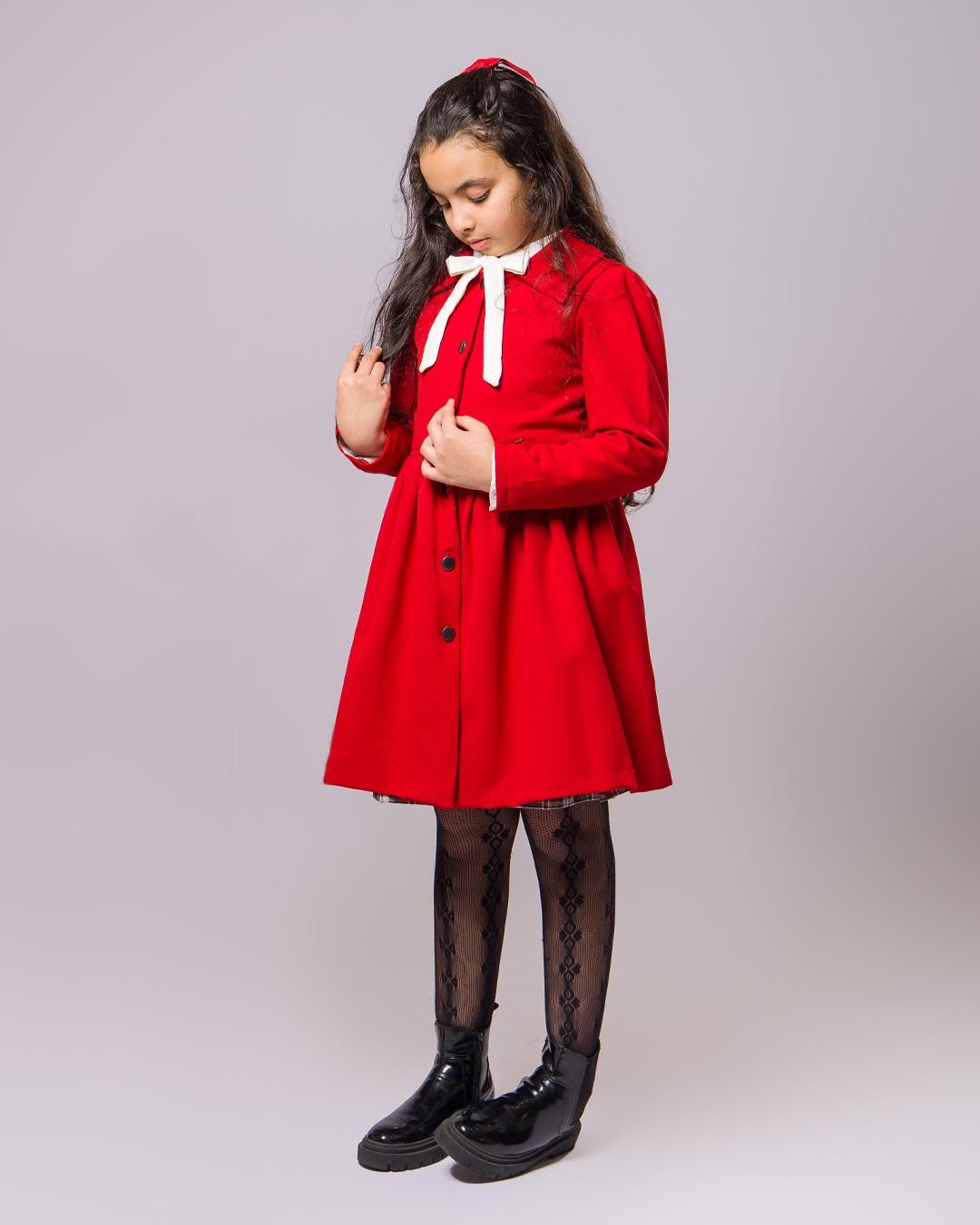 Ensemble manteau rouge pour fille