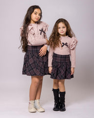 Ensemble Rose bebe jupe et chemise pour fille